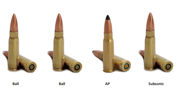 7.62×39 ملم (كرة، AP، صامتة، تعقب، فارغة)