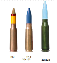 20×102 میلی‌متر HEI، 20×128 میلی‌متر TP-T