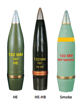 122 mm (HE, HE-HB, fumée, WP)