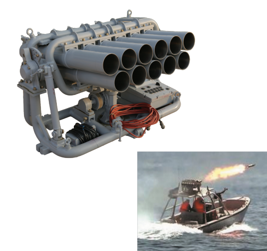 Lance-roquettes naval à 11 tubes de 107 mm avec système de conduite de tir (FCS)